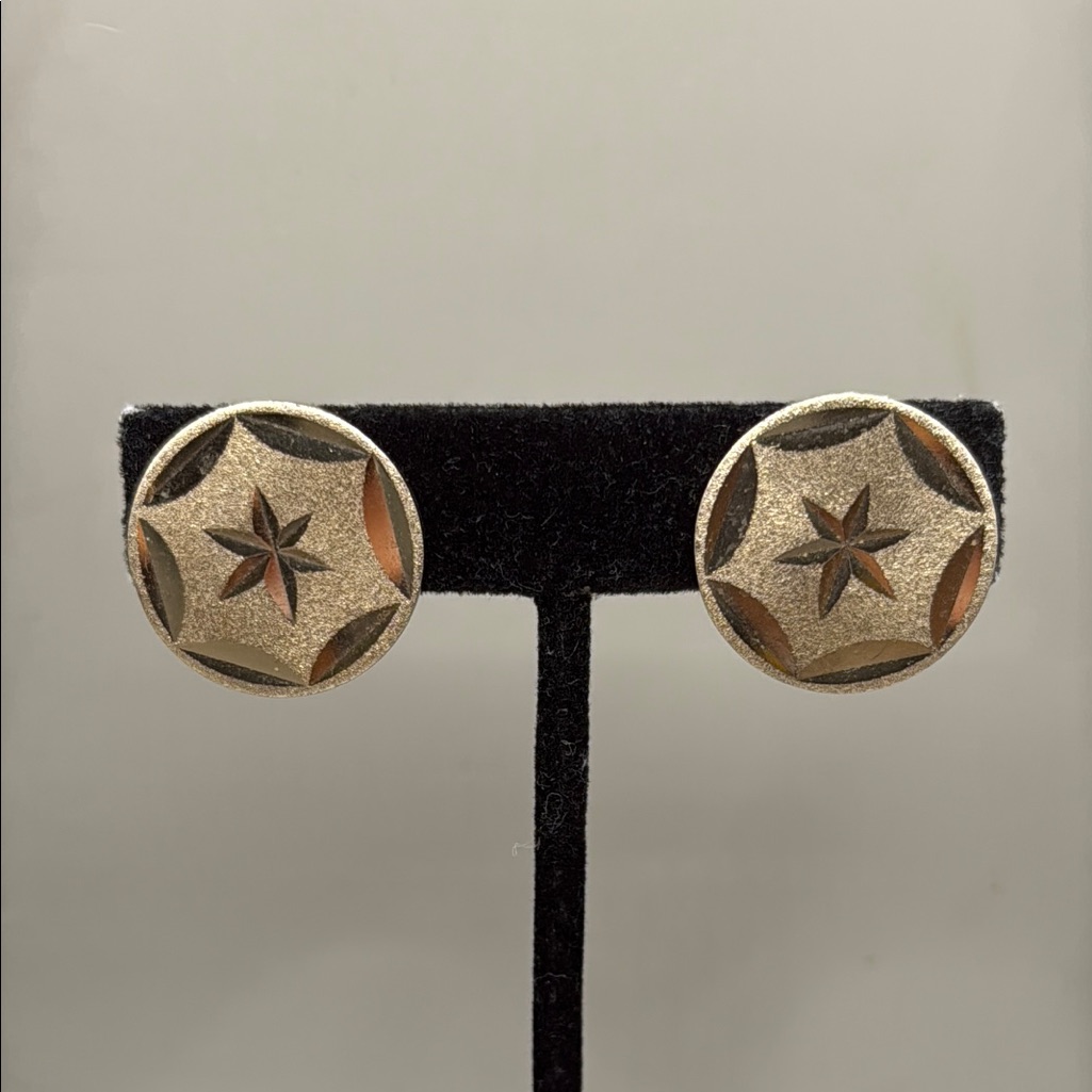 Vintage Bergere Gold Tone Starburst Clip On Statement Earrings 20$